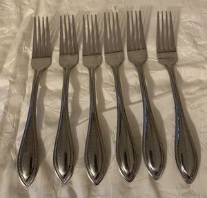 International Stainless Dinner Forks AMERICAN BEAD Flatware Set Of 6